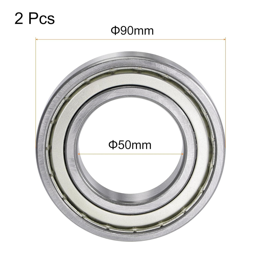sourcing map 2 Stück 6210ZZ Rillenkugellager 50 mm Bohrung 90 mm Aussendurchm. 20mm Dick Doppelt Ges