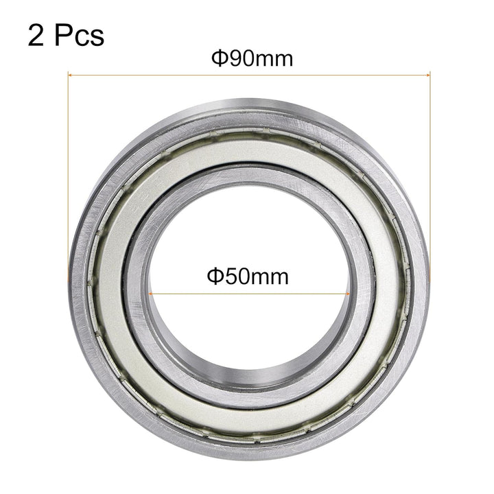sourcing map 2 Stück 6210ZZ Rillenkugellager 50 mm Bohrung 90 mm Aussendurchm. 20mm Dick Doppelt Ges