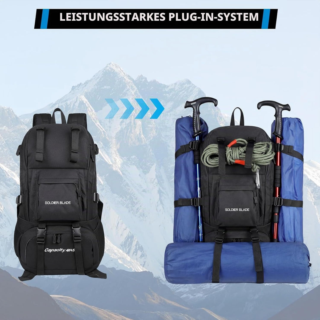 Wanderrucksack Herren Damen 45L Wasserdichter Rucksack Camping Rucksack Trekking Tasche für Trekking