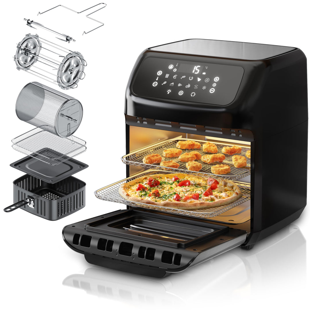 Arendo - Heissluftfritteuse XXL mit LED Touchscreen- 12 Liter - Grill - Dörrautomat - Backofen - Air