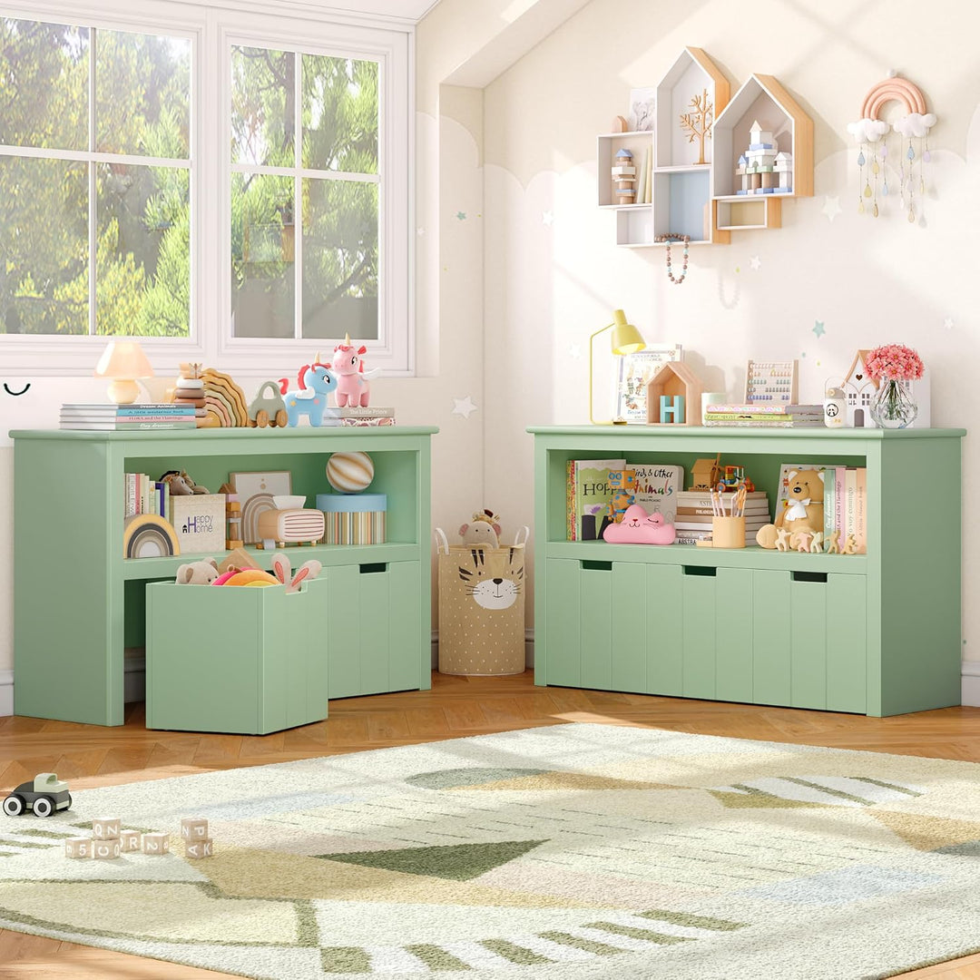FOREHILL Kinderregal mit Boxen auf Rollen, Spielzeug Aufbewahrung Kinderzimmer Möbel, Spielzeugregal