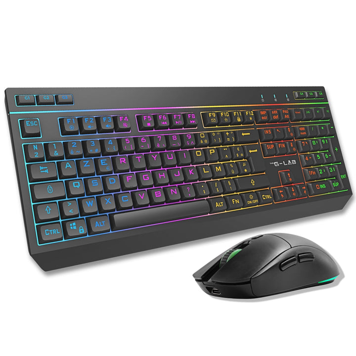 THE G-LAB Combo Tungsten - Kabellose Gaming-Tastatur mit Hintergrundbeleuchtung - Italienisch + 2400