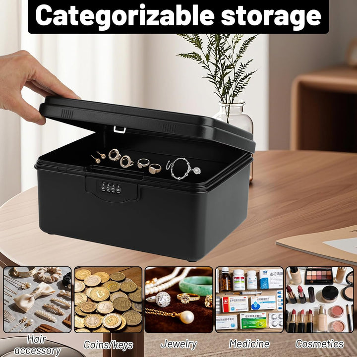 Abschliessbare Box mit Zahlenschloss, 9L Medikamentenbox mit Griff Verschliessbare Box, Doppellagig