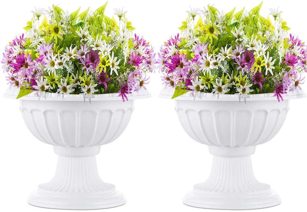 NUPTIO 2 Stück Pflanzen Blumenspindel, Dekorative Urne aus Kunststoff mit Einer Höhe von 26cm, Hoher