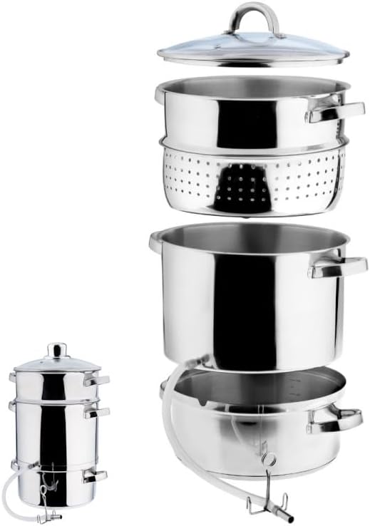 GARDIVO Dampfentsafter 8L &amp; 5L Edelstahl, Fruchtentsafter, Saftmaschine für Obst und Gemüse, Spülmas