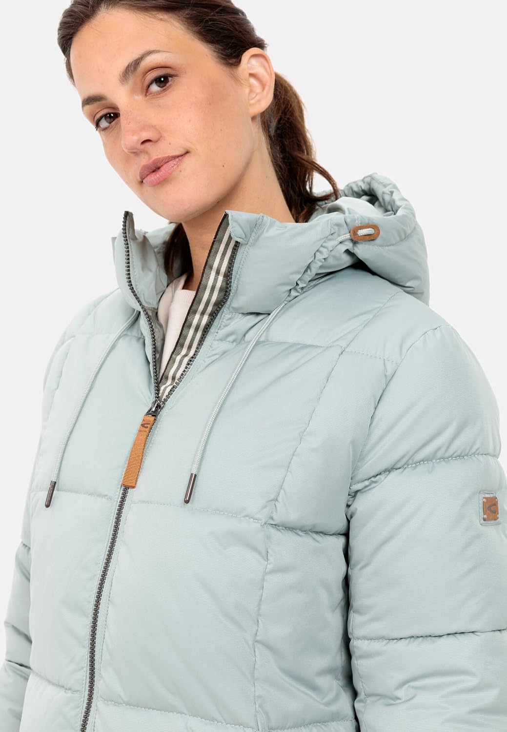 camel active Damen Steppmantel mit Kapuze 48 Grau, 48 Grau