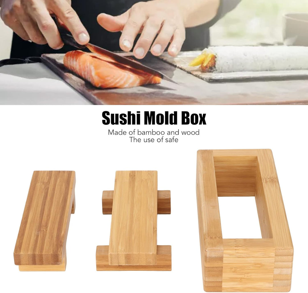 Okuyonic Sushi Form Box, Sushi Reisform Box, DIY Tragbare Rechteckige Langlebiges Bambus Holz Geruch
