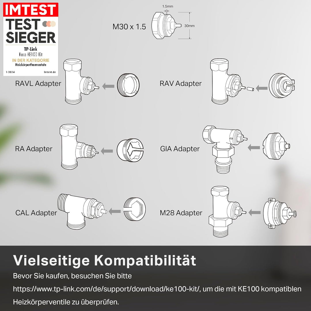 Kasa Smartes Heizkörperthermostat KE100 KIT, thermostat heizung digital mit Hub, Energiesparen, Zeit