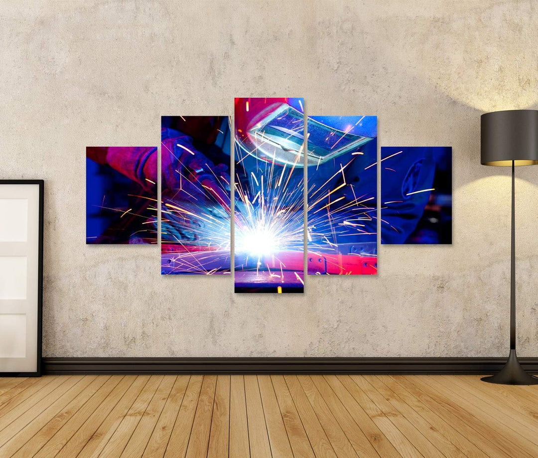 islandburner Bild auf Leinwand Schweisser Montage Technischer Stahl Bilder Wandbilder Poster Leinwan