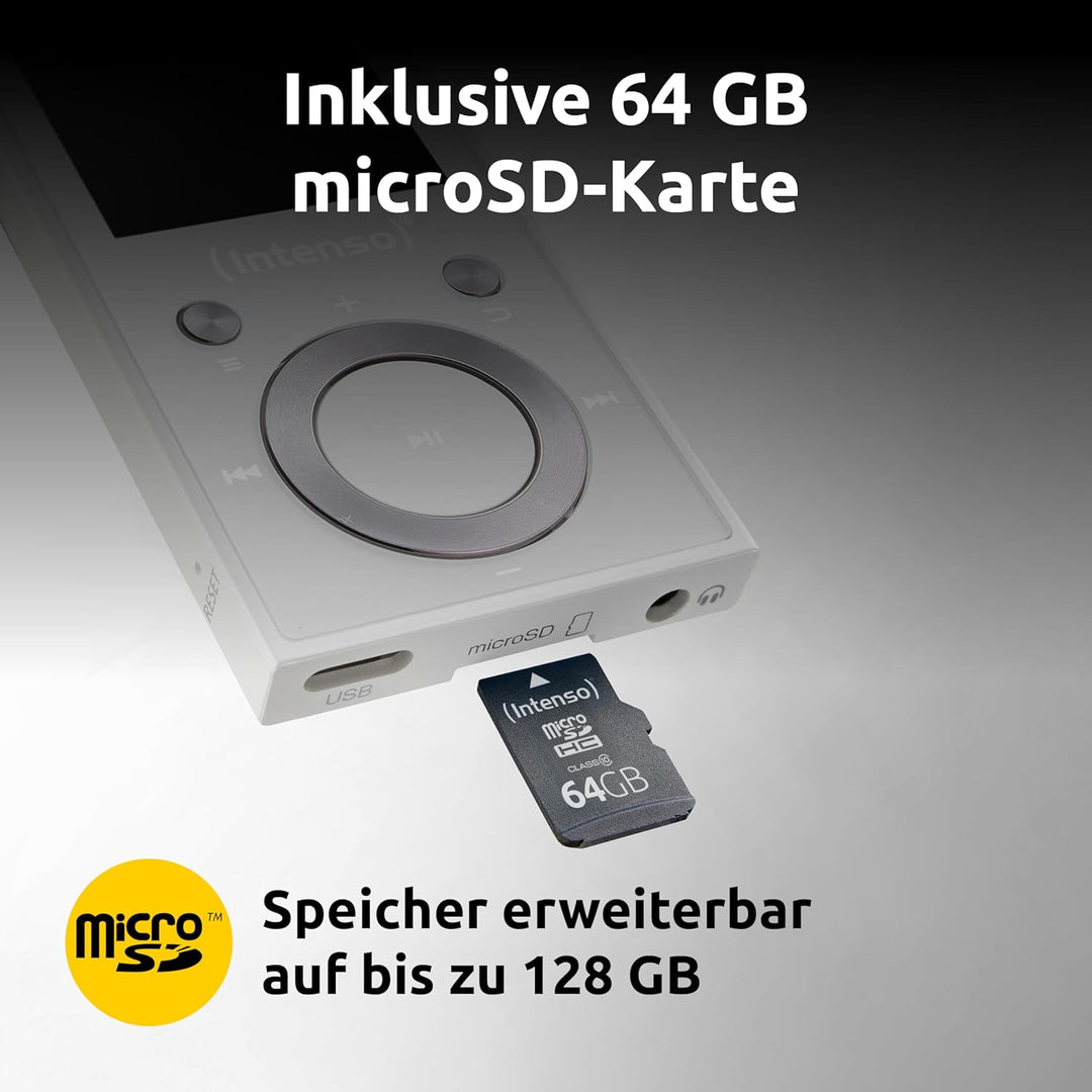 Intenso Video Scooter BT MP3 Player mit Bluetooth 5.0, 1,8 Zoll Farbdisplay, 64 GB microSD, USB-C, b