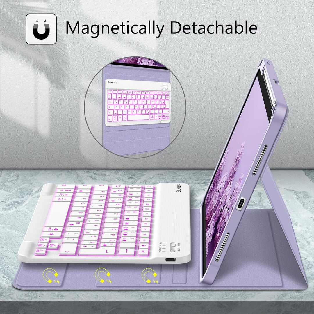 Fintie Tastatur Hülle für iPad 10. Generation 2022 (10.9 Zoll), Keyboard Case mit 7-farbig Beleuchte
