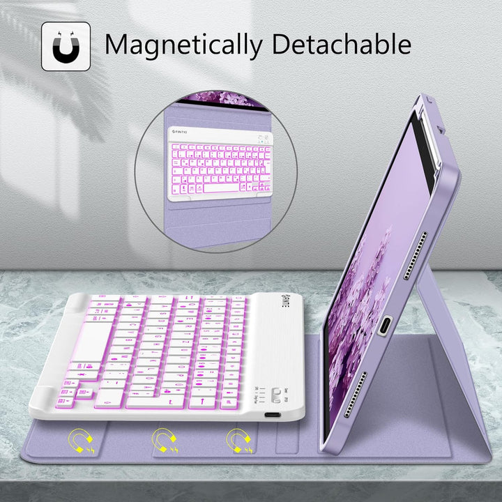 Fintie Tastatur Hülle für iPad 10. Generation 2022 (10.9 Zoll), Keyboard Case mit 7-farbig Beleuchte