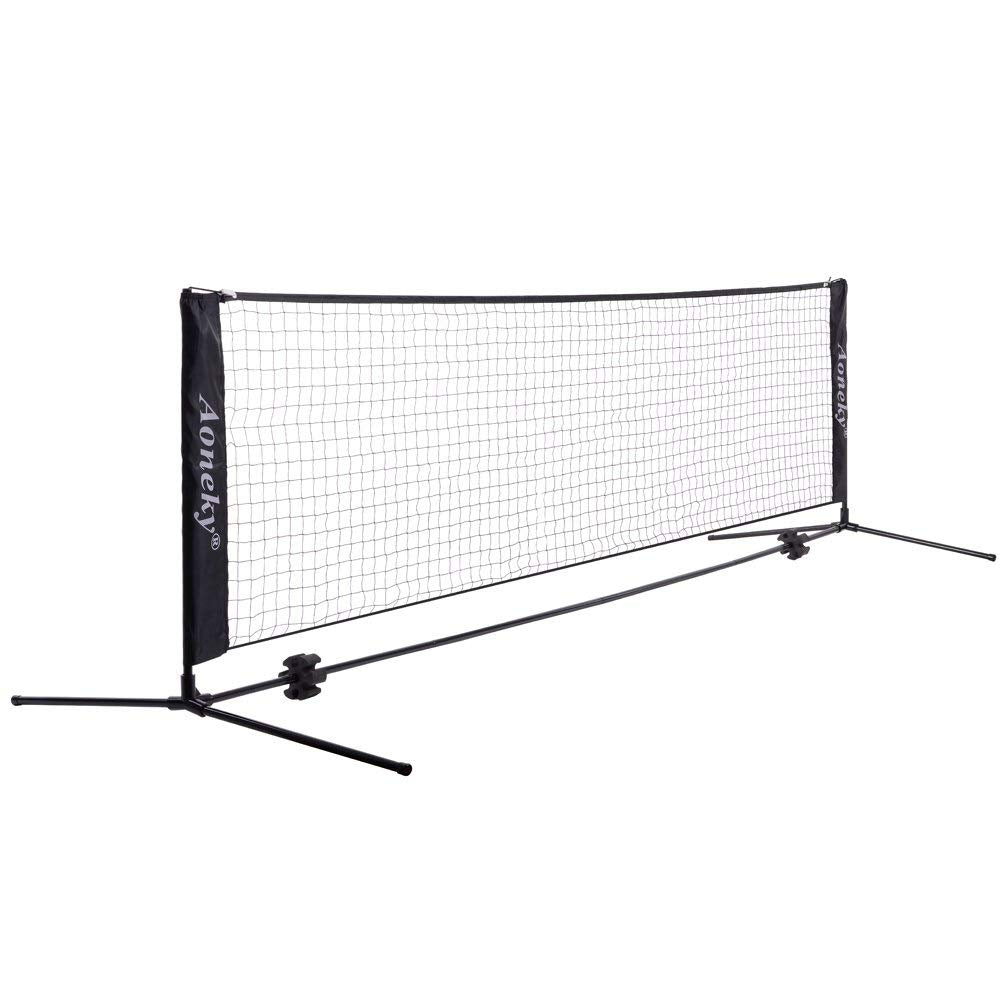 Aoneky Tennis Kit 2M/3M /6M x83cm, Metallrahmenständer und Stark PE-Tennisnetz | Tragbares Picklebal