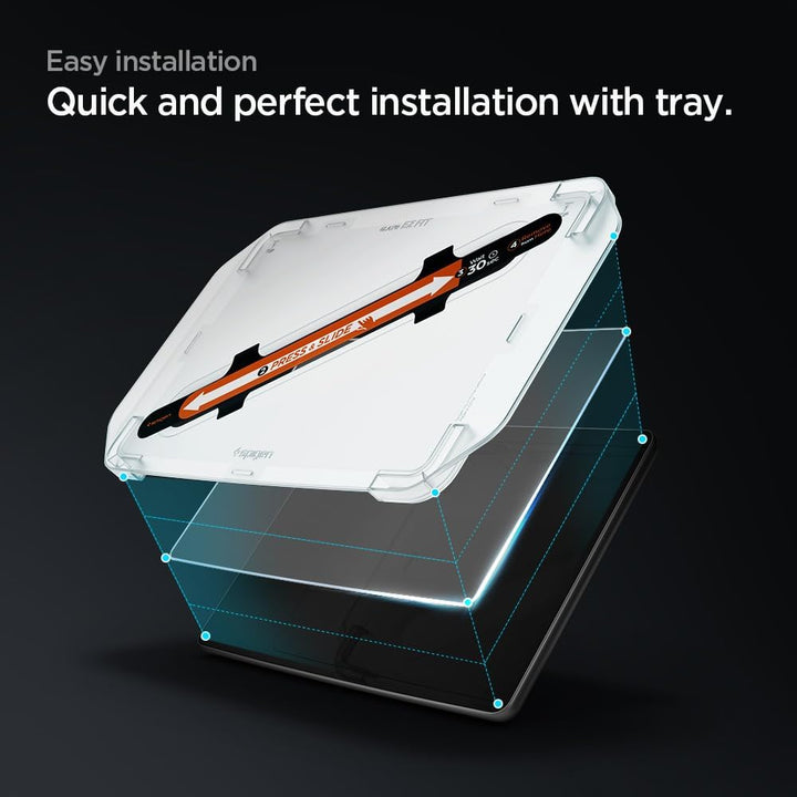 Spigen Glas.tR EZ Fit Schutzfolie kompatibel mit Tesla Model 3 / Y, Schablone für Installation entha