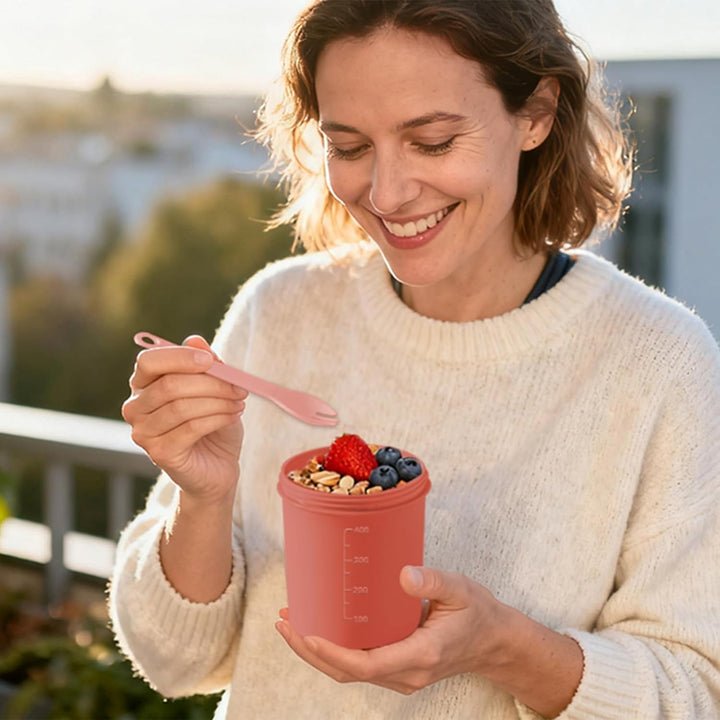 Müslibecher to Go, Joghurtbecher to Go, Müsli to Go Becher (560ML+220ML), Joghurt to Go Becher mit l