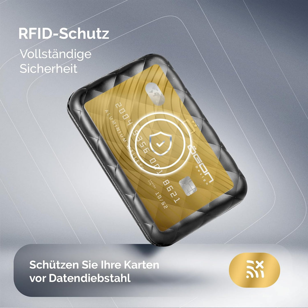 ÖGON Smart Wallets - Aluminium Geldbörse Quilted Button für Damen - RFID-Schutz - Bis zu 10 Karten u