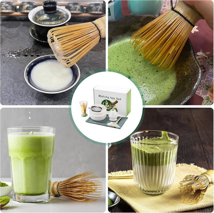 7 Stück Premium Matcha Set: Japanisches Matcha Tea Set Komplett mit Keramik Matcha Schale, Chasen, L