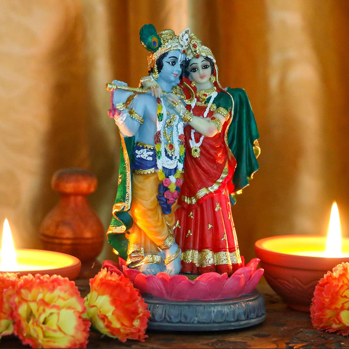 alikiki Indische Statue Radha Krishna – 14 cm H hinduistische Göttin Radha und Gott Krishna Skulptur