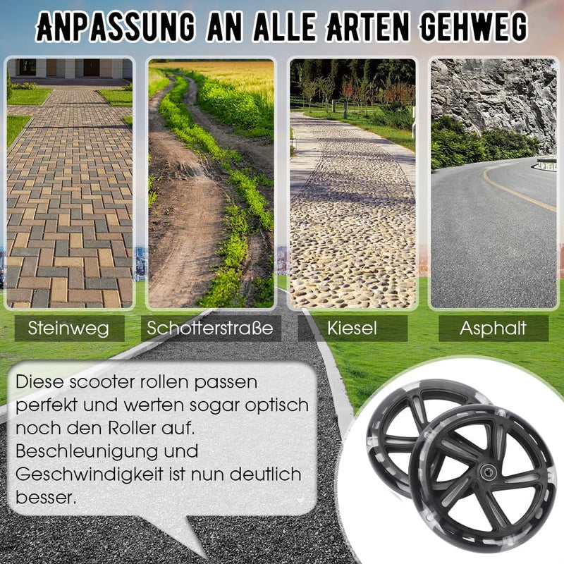 200mm Scooter Rollen - 2 Stück 200mm City Scooter Ersatzräder räder mit ABEC9 Kugellager - Cityrolle