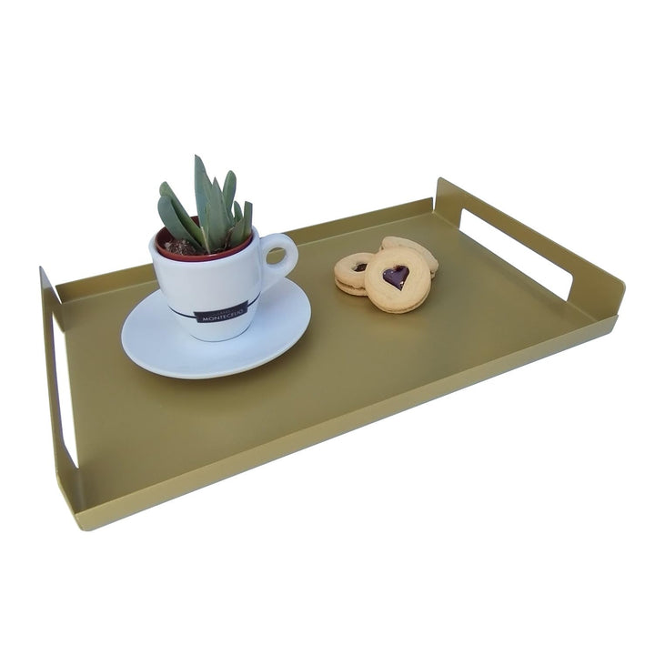 nagu® Metall-Tablett mit Griffen - Modernes Minimalistisches Design aus lackiertem Stahl – Dekorativ