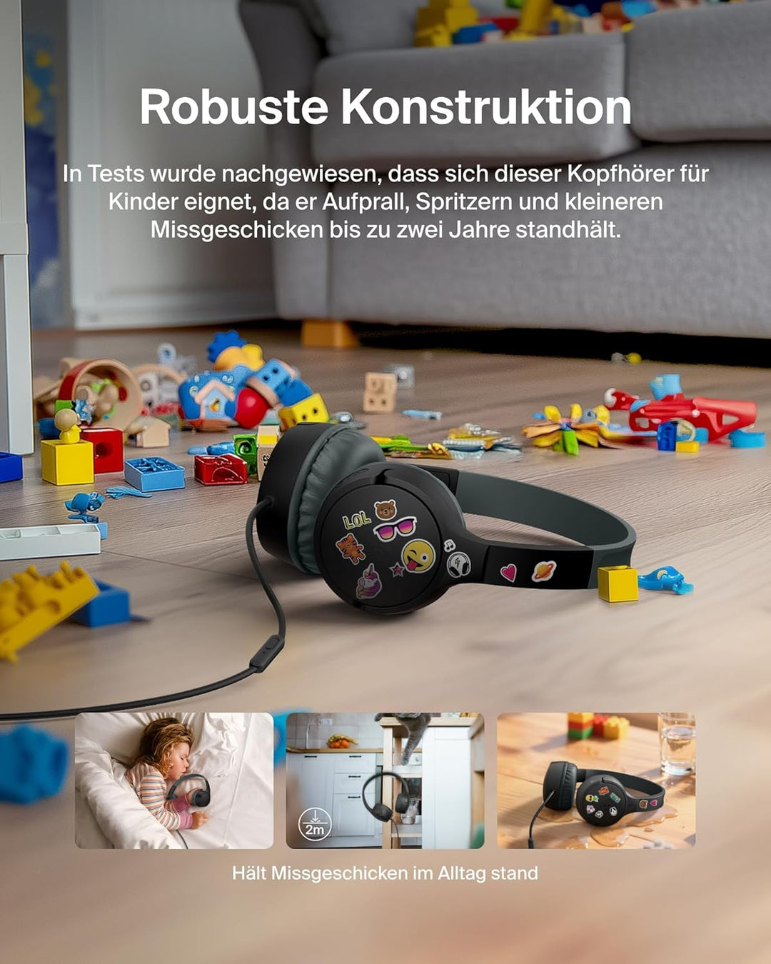 Belkin SoundForm Kopfhörer Kinder mit Kabel, USB-C auf 3,5-mm-Klinken Dongle, integriertes Mikrofon,