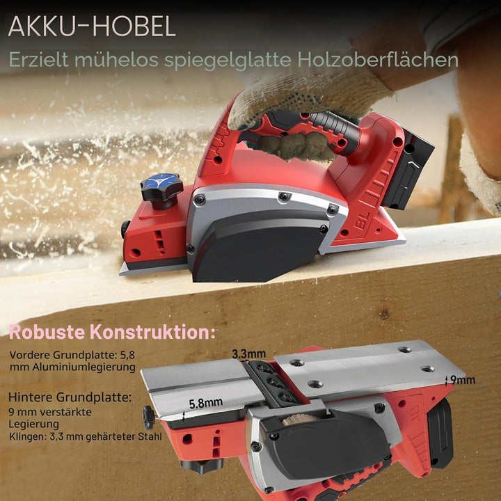 Kabelloser Elektrohobel für Milwaukee 18 V Akku, 15000 U/min Bürstenloser elektrischer Handhobel mit