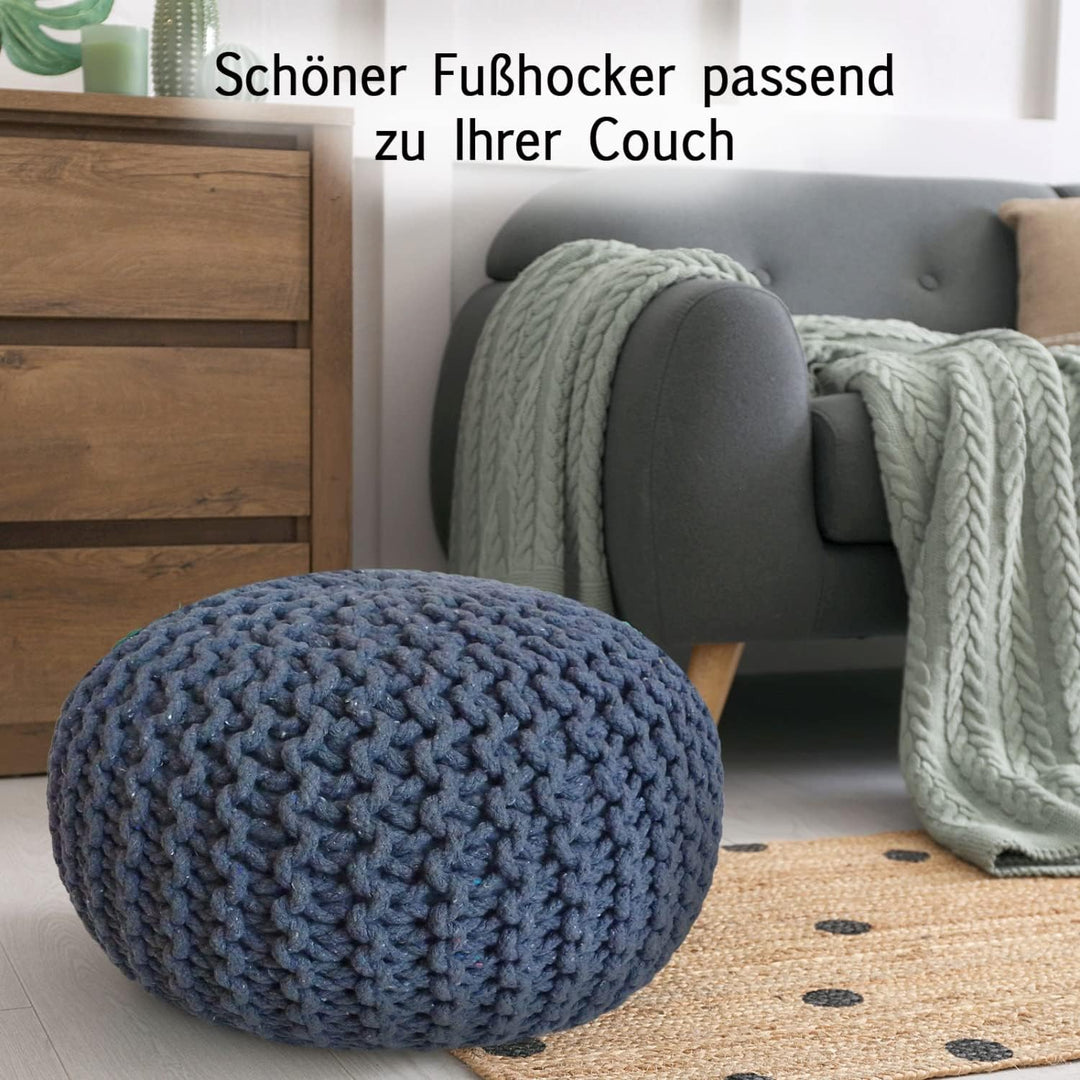 casamia Pouf Ø 55 o. 45 cm Strickhocker Sitzpouf Bodenkissen für Innen Indoor Grösse ø 55 cm, Farbe