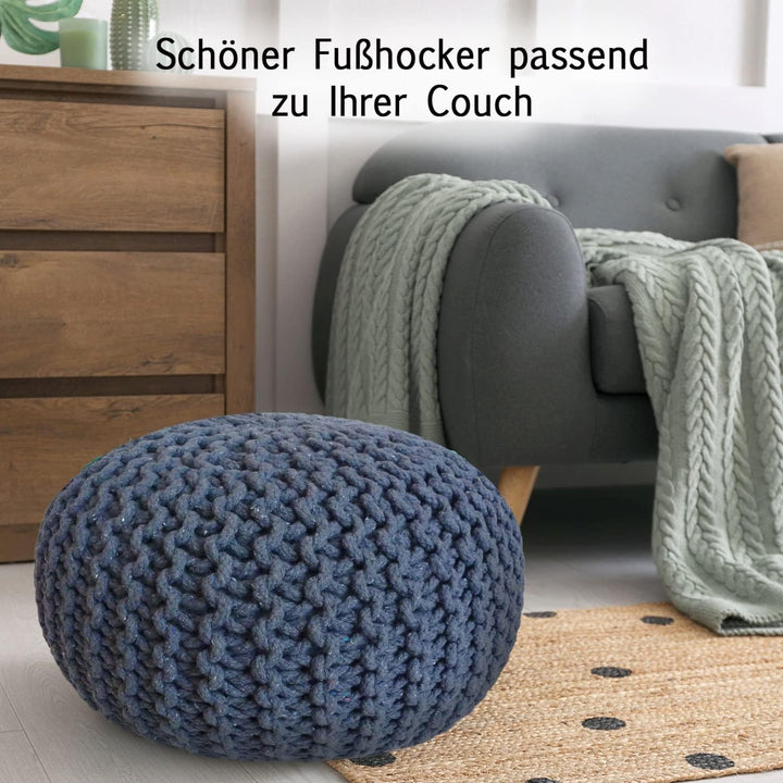 casamia Pouf Ø 55 o. 45 cm Strickhocker Sitzpouf Bodenkissen für Innen Indoor Grösse ø 55 cm, Farbe