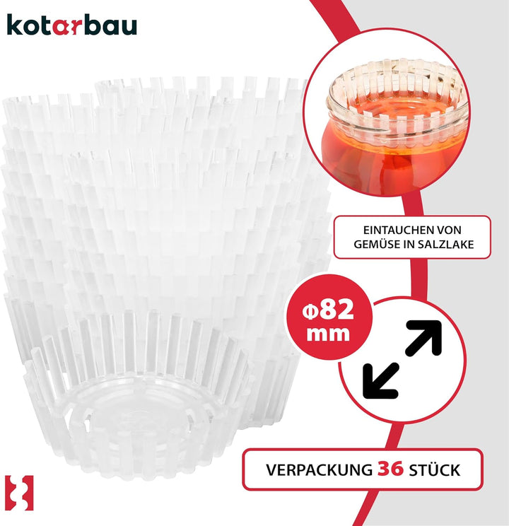 KOTARBAU® 36er Set Gärgewicht für Einmachgläser ⌀ 82 mm Polypropylen Gärgewichte Gärdeckel Einmachhi