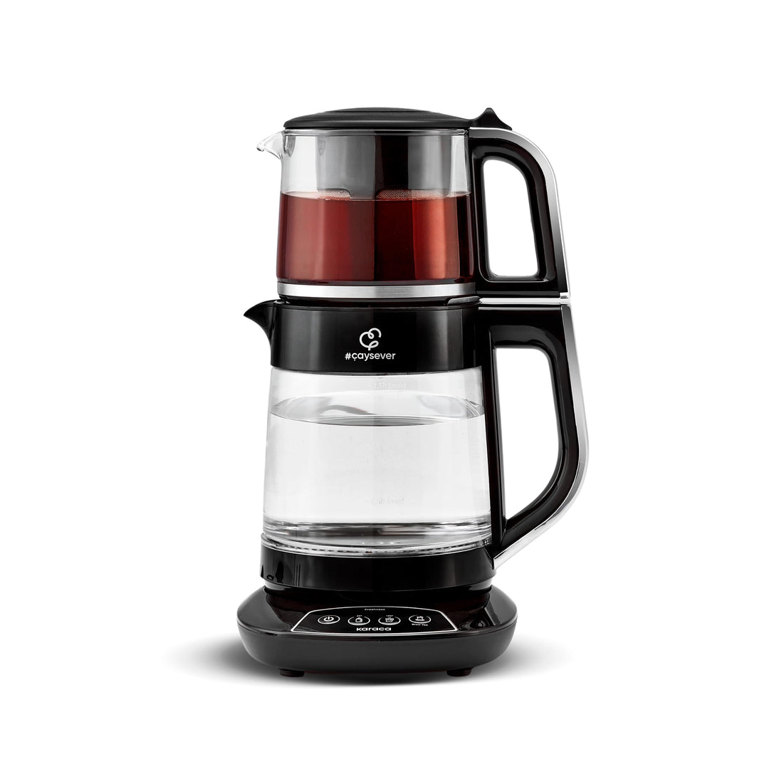 Karaca Caysever Maschine, Stahl, Chrome 1700 W, BPA-frei, 0,8 Lt Fassungsvermögen Glas-Teekanne, 1,5