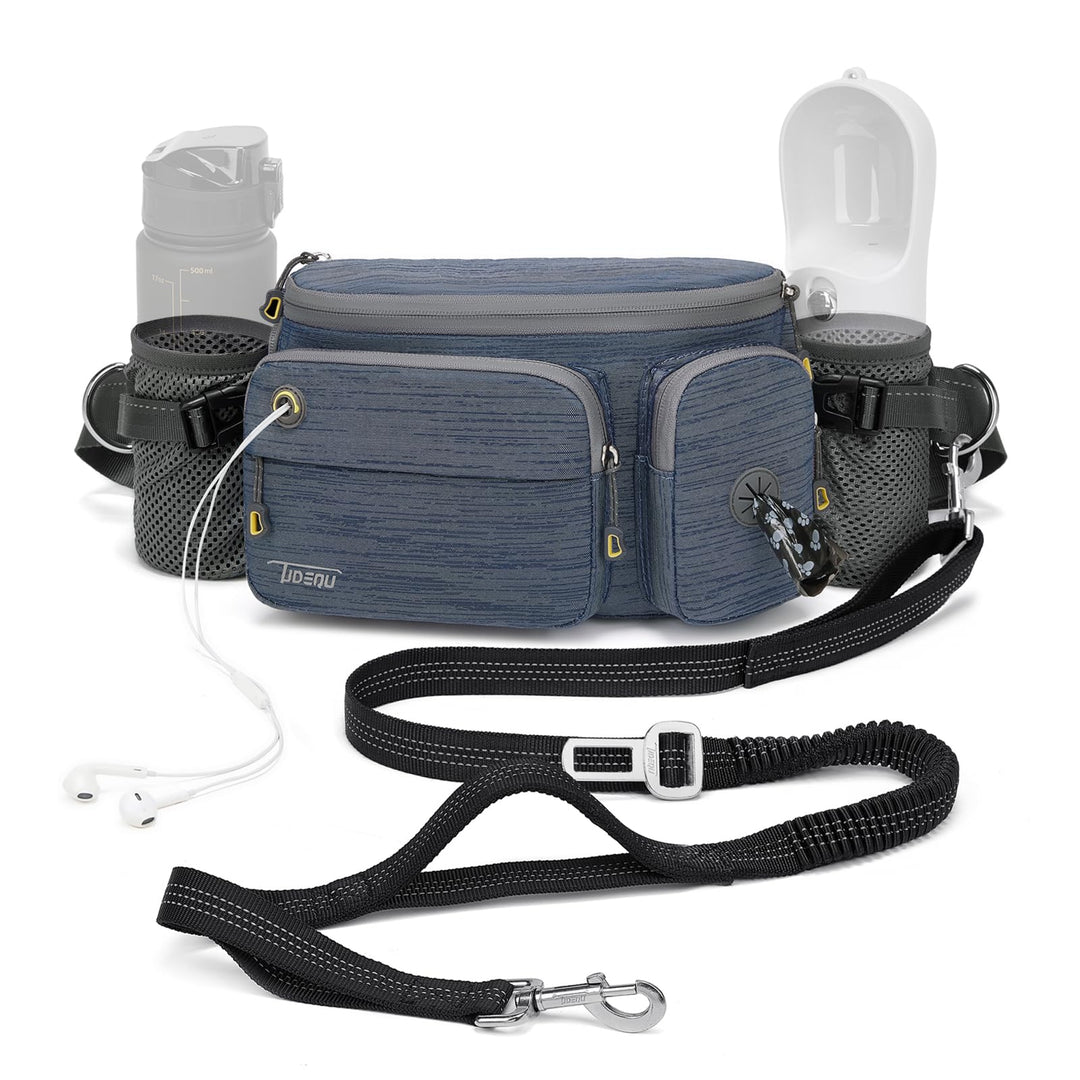 4-IN-1 Freihandleine Hund mit Bauchtasche Gross,Joggingleine Hunde mit Bauchgurt Hundeleine,Gassi Ta