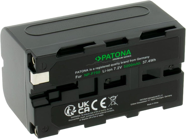 PATONA 2X Premium NP-F750 Akku 5200mAh Ersatzakku kompatibel mit Sony Camcorder, LED Indikatoren Bel