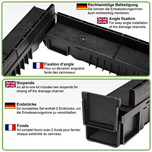 S-lon Schlitzrinne Set | 10 m | Typ 70 (Höhe 158 mm) | schwarz (Entwässerungsrinnen) 10.0 Meter Typ