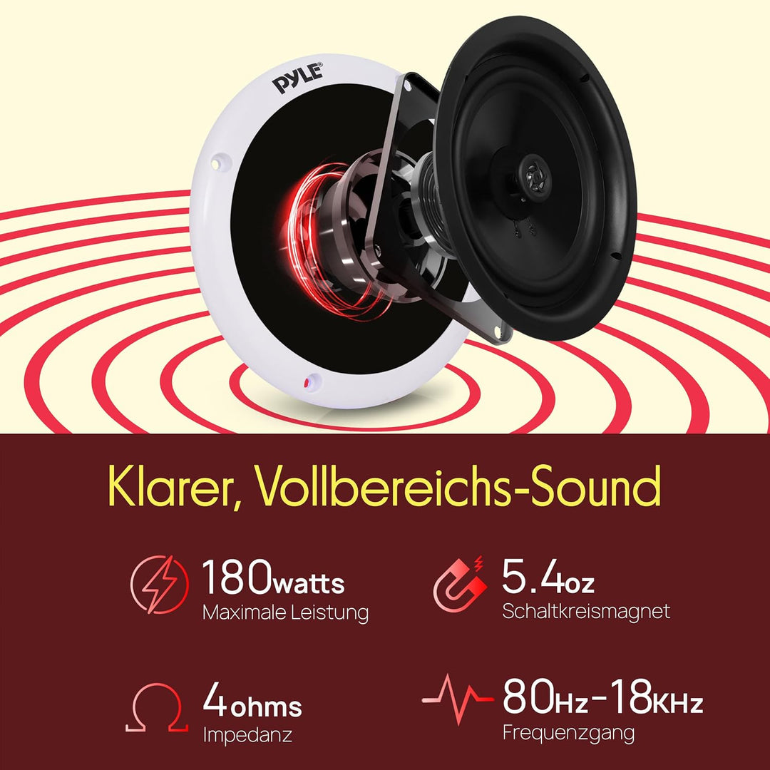 Pyle Marine Speakers - 5.25 Inch 2 Way Waterproof and Weather Resistant Outdoor Audio Stereo Sound S