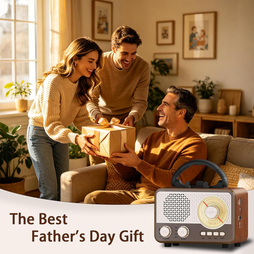 Radio Tragbar AM/FM/SW Outdoor Solar Retro Radio mit Bluetooth Lautsprecher Klein mit Stromkabel,Küc