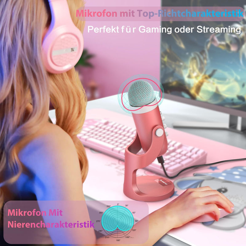 zealsound k66 Mikrofon PC, USB-Gaming für Handy Laptop mit Adapter, Stumm/Echo, Kondensatormikrofon