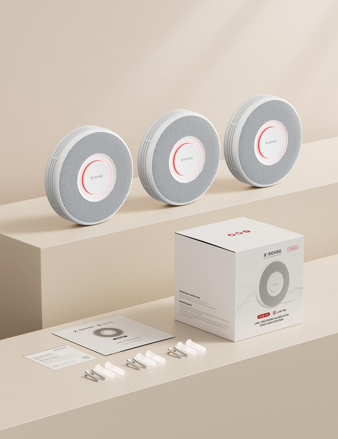 X-Sense Smarter Rauchmelder WLAN mit Sprachausgabe und 17 Standorten, Feuermelder, Rauchmelder verne