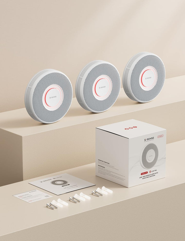 X-Sense Smarter Rauchmelder WLAN mit Sprachausgabe und 17 Standorten, Feuermelder, Rauchmelder verne
