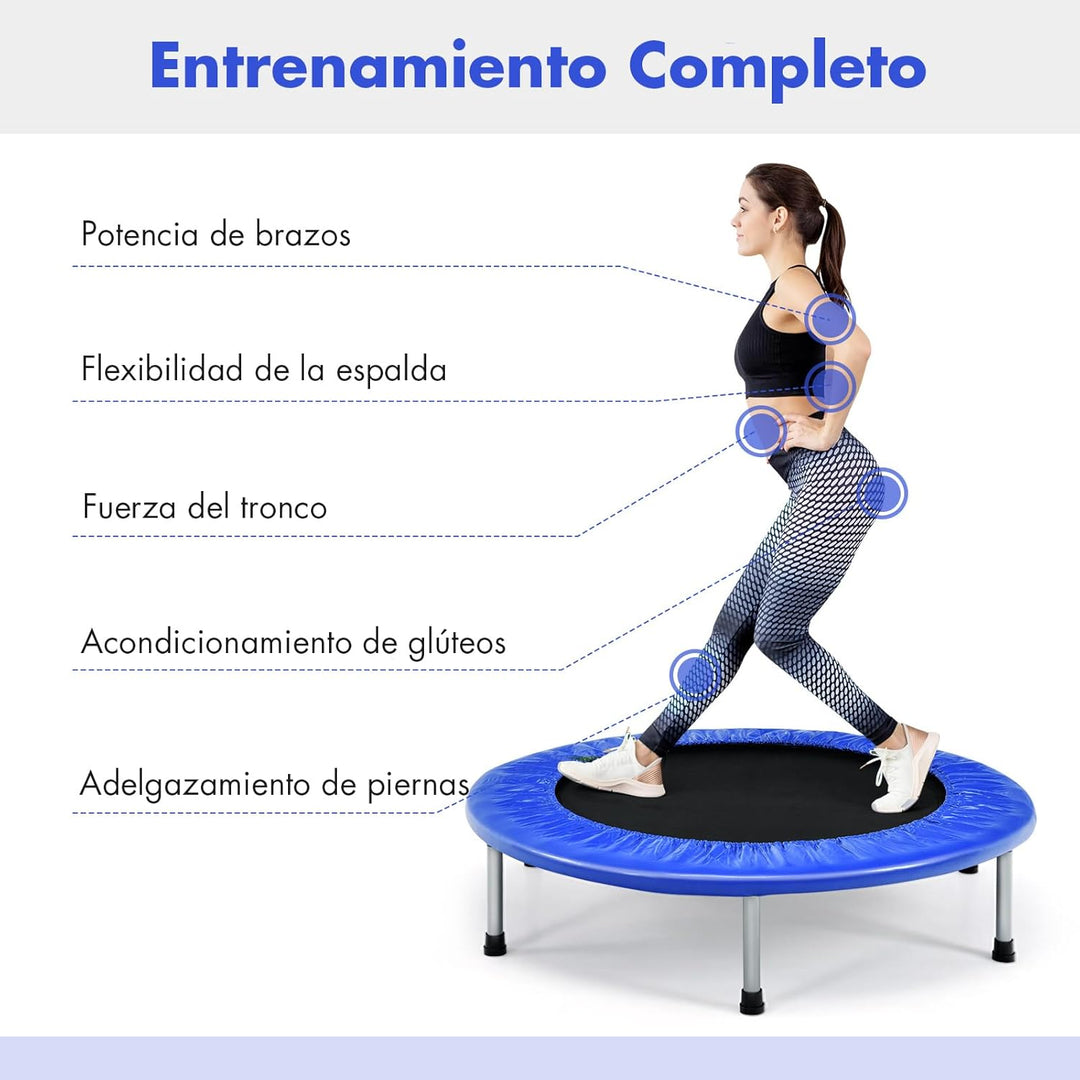 GYMAX Ø97 cm Mini Trampolin klappbar, Fitness Trampolin für Erwachsene & Kinder, Gartentrampolin bis