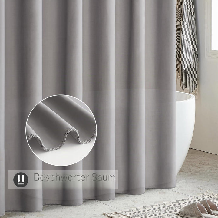 MIULEE Duschvorhang 240x200cm Grau Wasserdicht Badvorhang Anti-schimmel und Textil Waschbar Schnellt