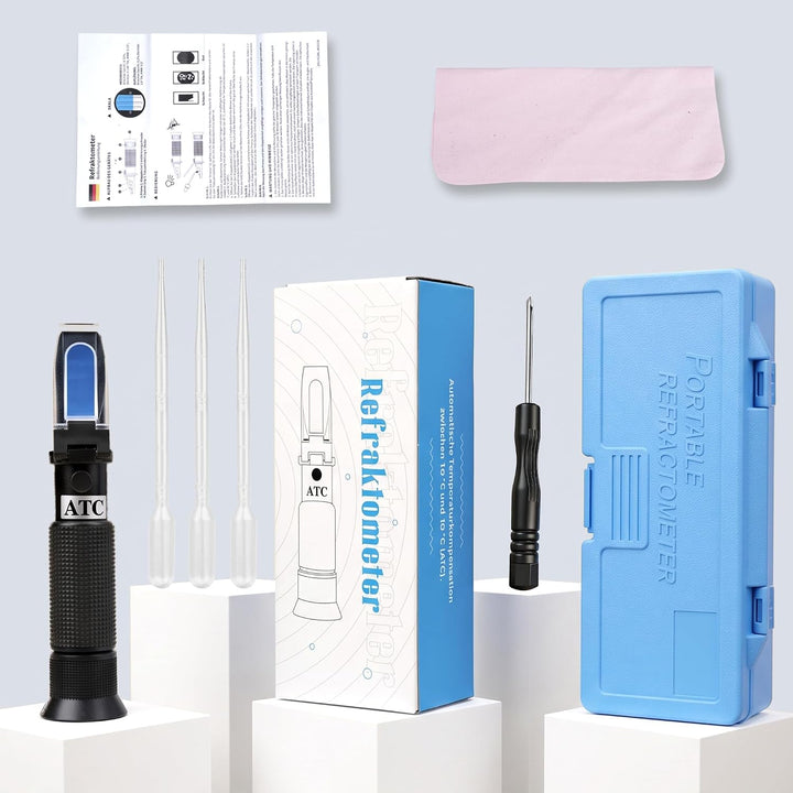 Winzer Refraktometer Wein 0–140° Öchsle, 0–32% Brix, 0–27° KMW