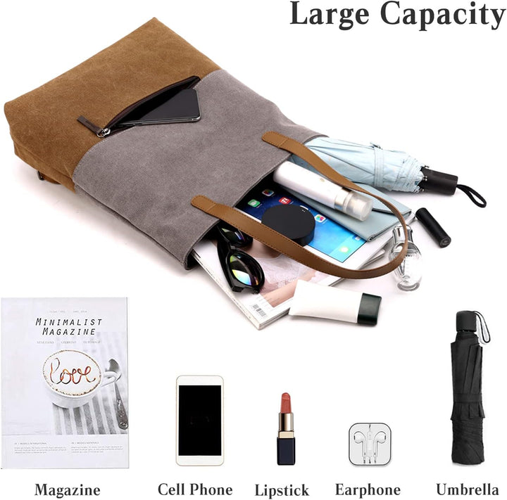 PORRASSO Damen Segeltuch Handtasche Rucksack Frauen Schultertasche Shopper Tasche Hobotasche für Sch