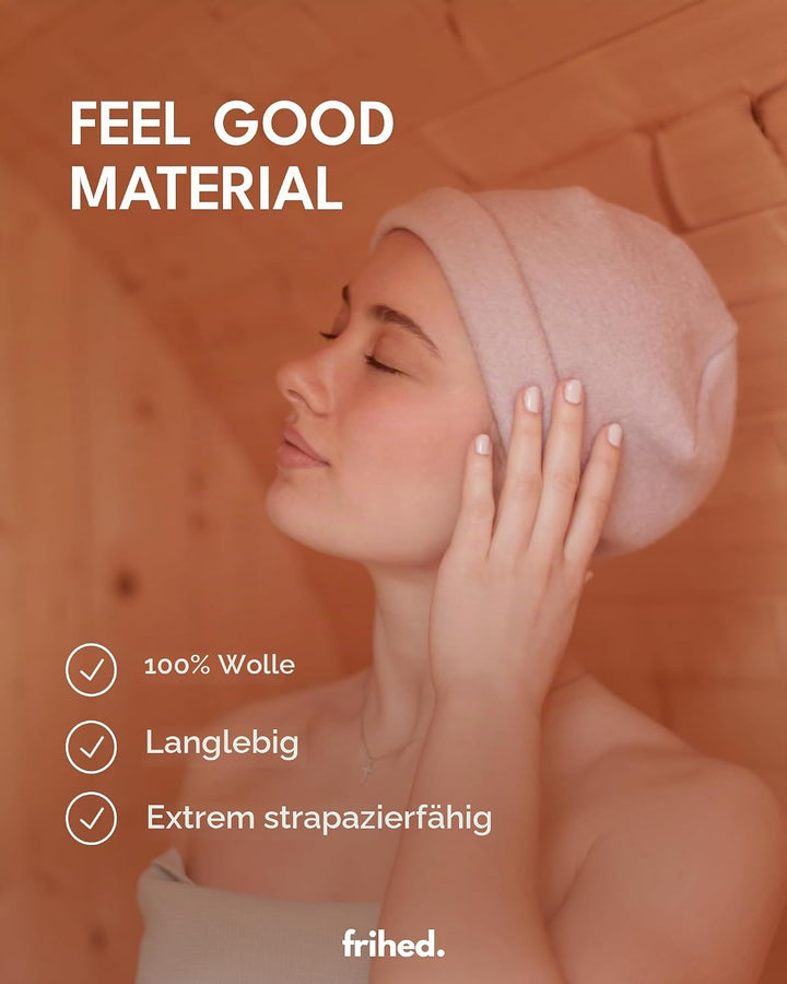 frihed.® Saunahut Stone aus Wollwalk - 100% Schafschurwolle - Premium Sauna Accessoire für Männer un