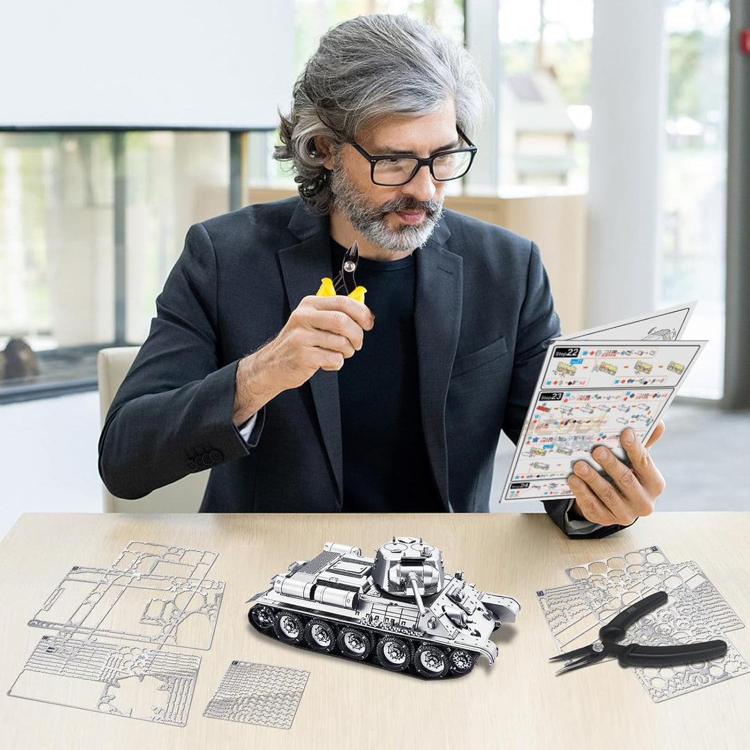 piececool 3D Puzzle Metall Panzerkampfwagen 1:48 T-34/76 Medium Tank, 3D Metall Puzzle Militärmodell