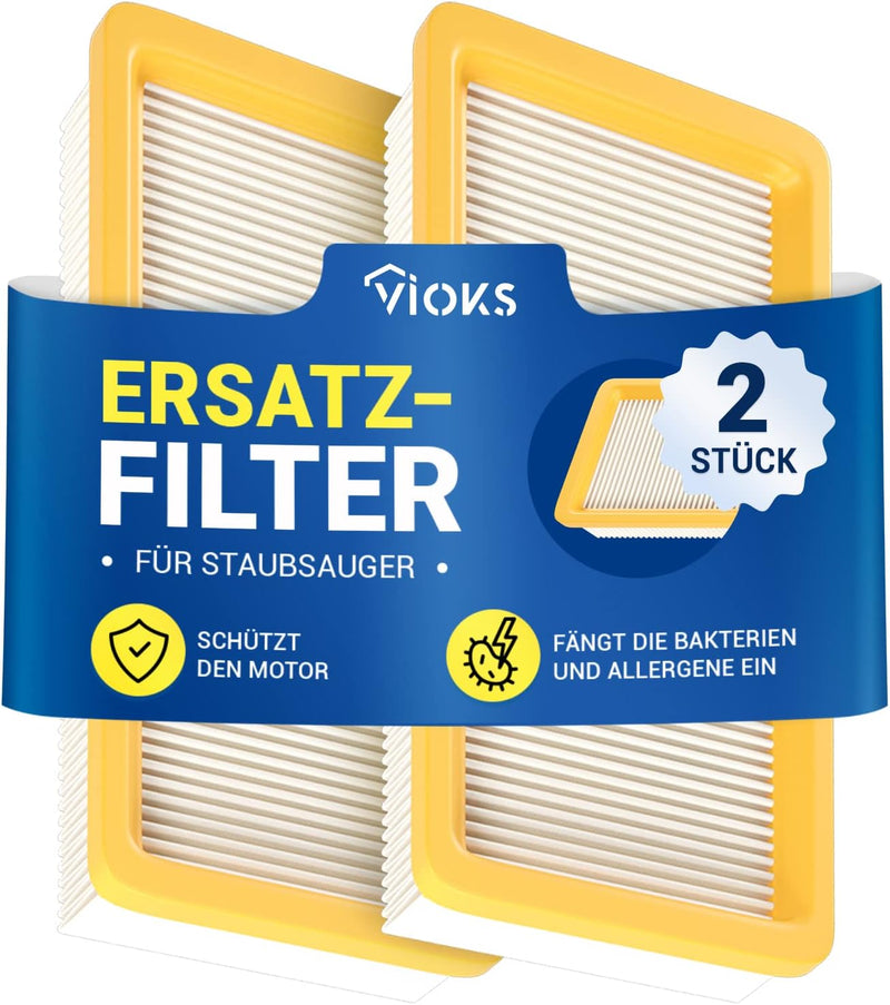 VIOKS 2x Kärcher Staubsauger Filter 198x98 Ersatz für Kärcher 6.414-631.0 - Kärcher Flachfaltenfilte