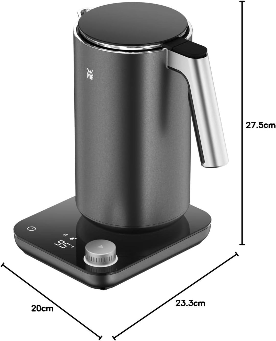WMF Master Wasserkocher doppelwandig, Edelstahl, 1,3l, elektrischer Wasserkocher, sicher isolierter