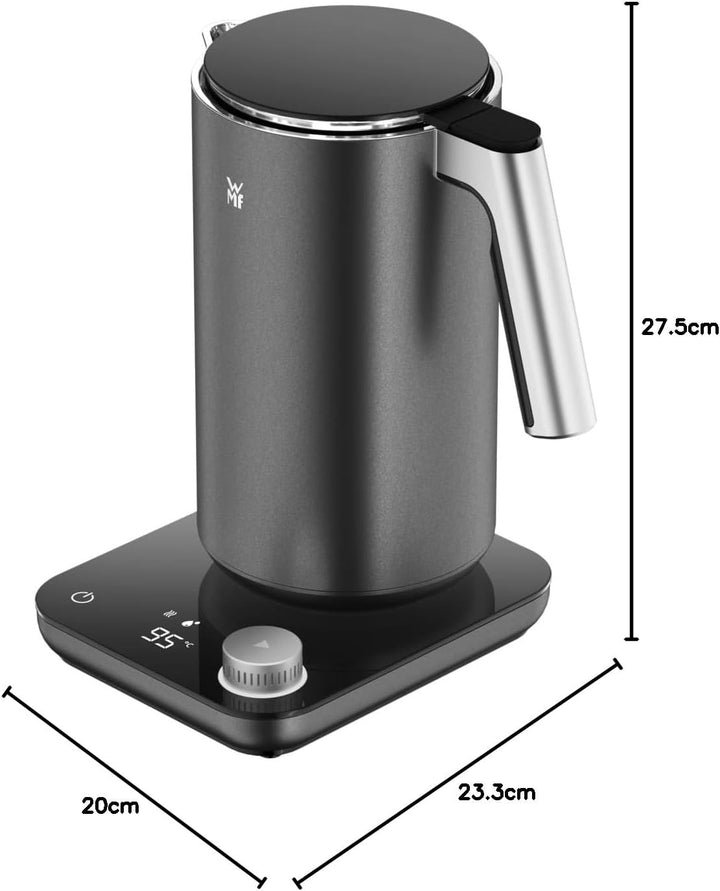 WMF Master Wasserkocher doppelwandig, Edelstahl, 1,3l, elektrischer Wasserkocher, sicher isolierter