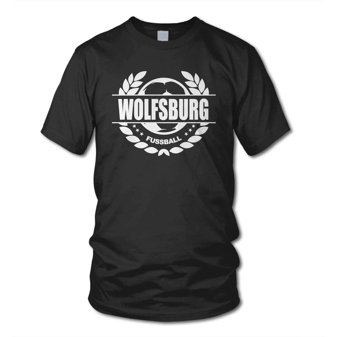 shirtloge - Wolfsburg - Fussball Lorbeerkranz - Fan T-Shirt - Grösse S - 3XL Schwarz XXL, Schwarz XX