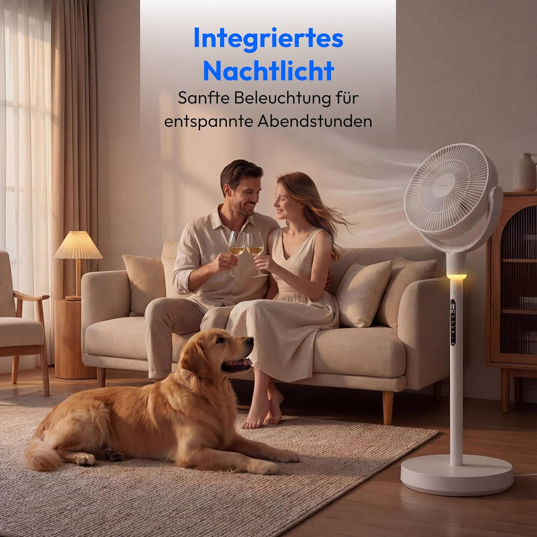 MEDION Akku - Standventilator mit Fernbedienung, 10 Geschwindigkeitsstufen, 24 Watt Leistung, 350° h