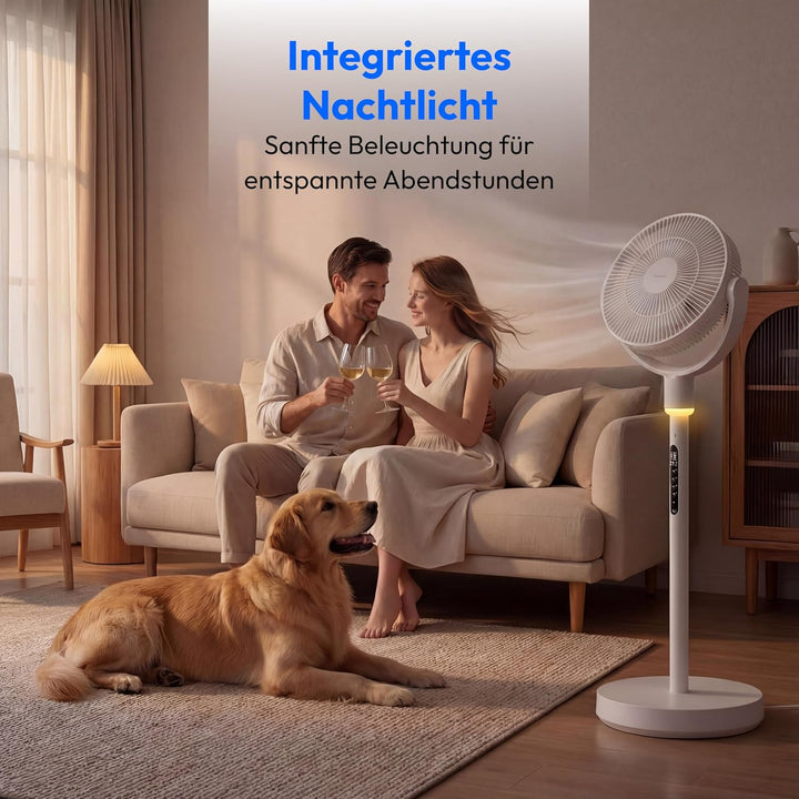 MEDION Akku - Standventilator mit Fernbedienung, 10 Geschwindigkeitsstufen, 24 Watt Leistung, 350° h
